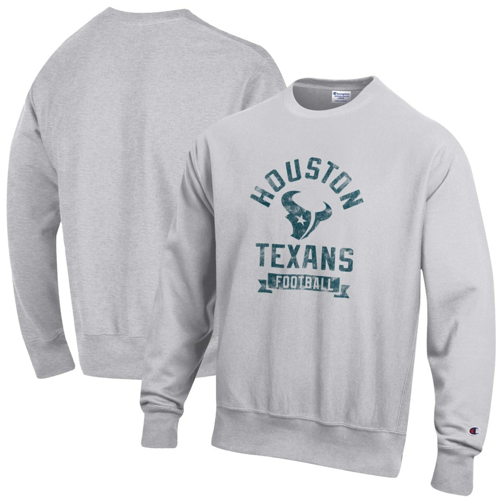 Houston Texans Champion Reverse Weave Fleece Pullover Sweatshirt - Heather Gray Pullover