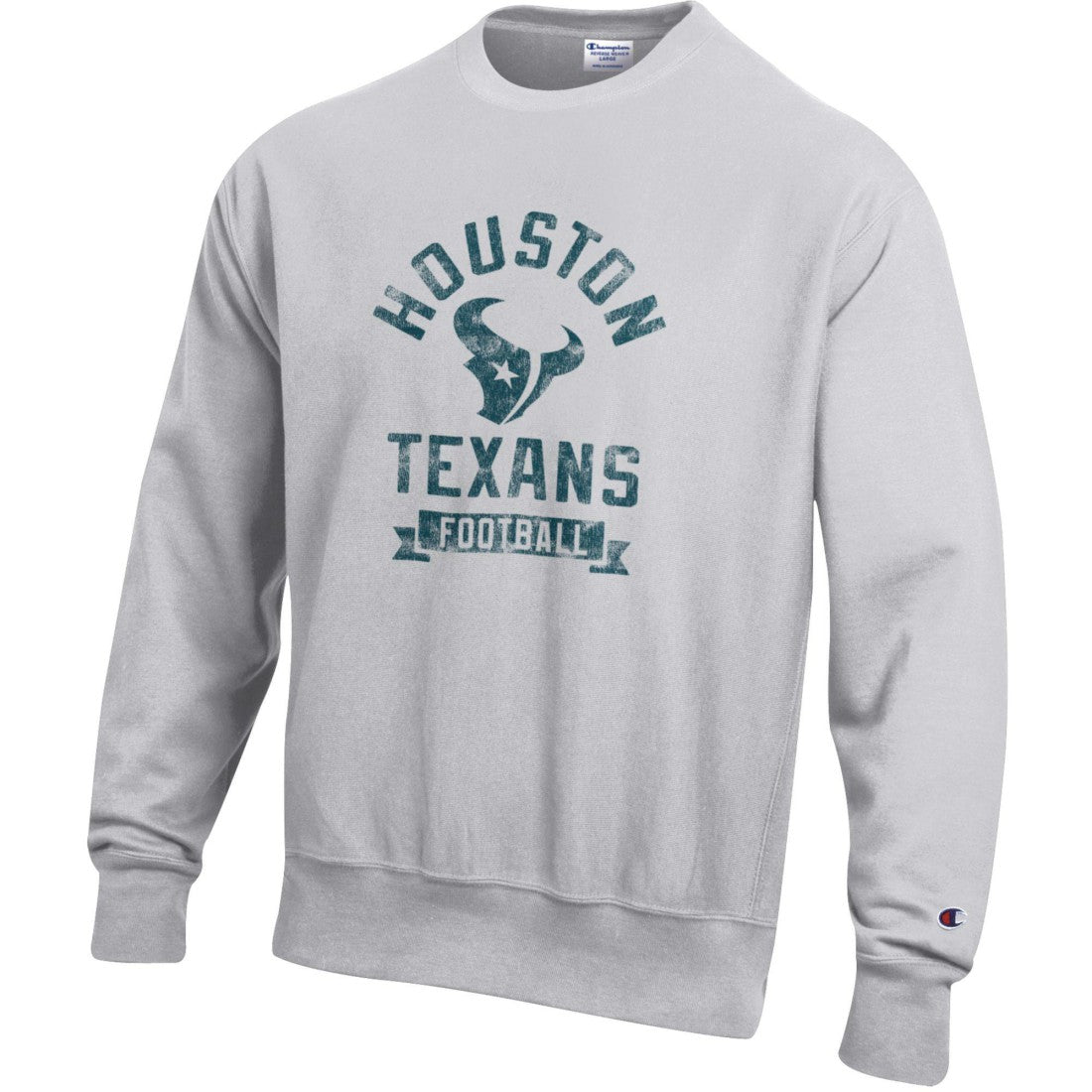 Houston Texans Champion Reverse Weave Fleece Pullover Sweatshirt - Heather Gray Pullover