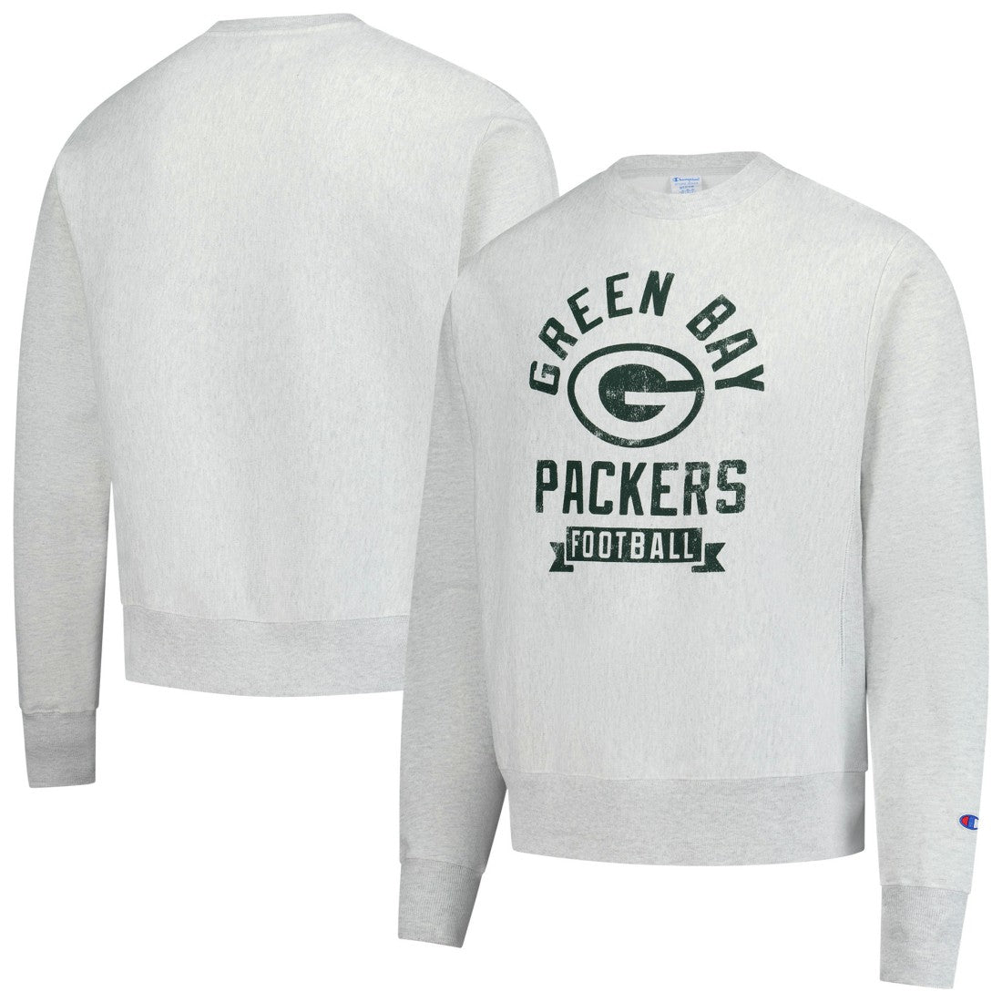 Green Bay Packers Champion Reverse Weave Fleece Pullover Sweatshirt - Heather Gray Pullover
