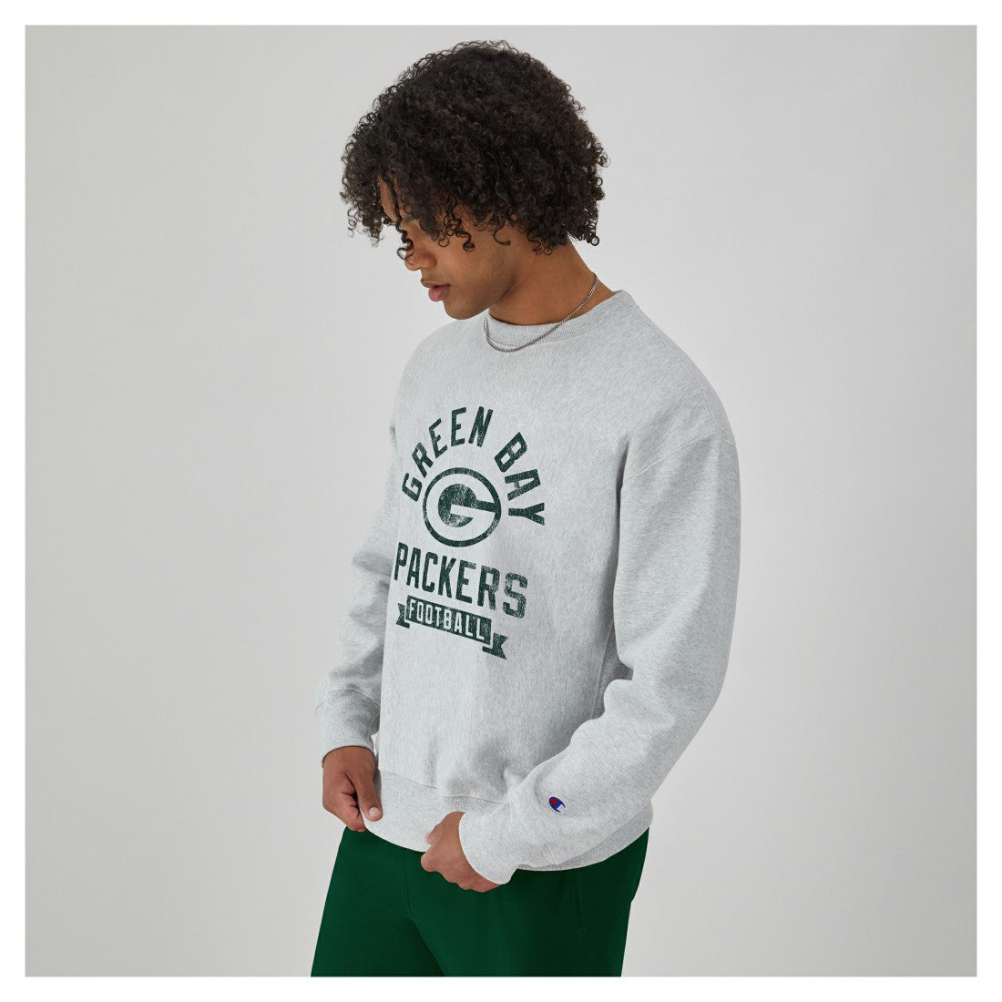 Green Bay Packers Champion Reverse Weave Fleece Pullover Sweatshirt - Heather Gray Pullover