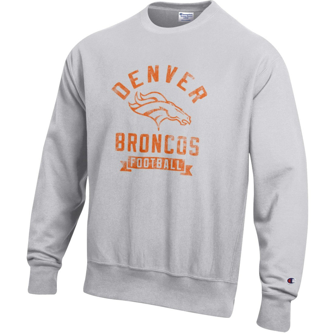 Denver Broncos Champion Reverse Weave Fleece Pullover Sweatshirt - Heather Gray Pullover