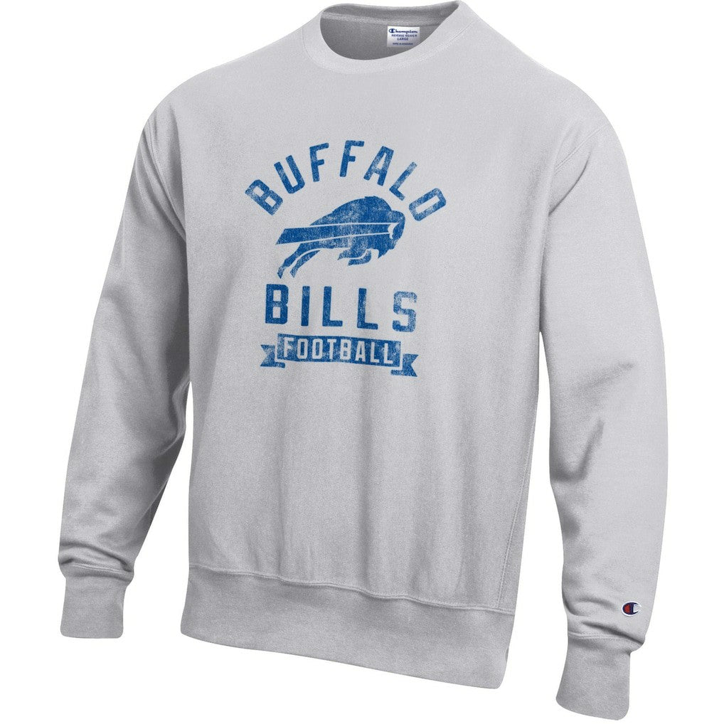Buffalo Bills Champion Reverse Weave Fleece Pullover Sweatshirt - Heather Gray Pullover