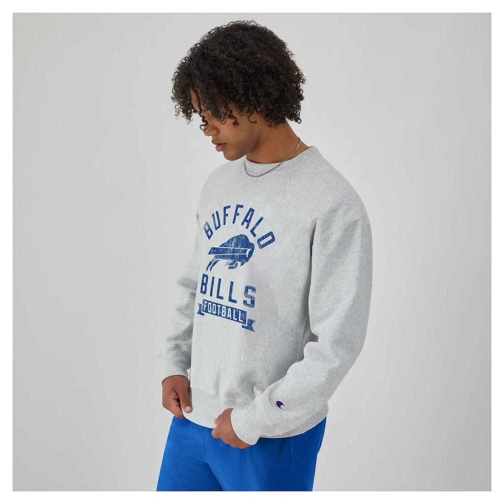 Buffalo Bills Champion Reverse Weave Fleece Pullover Sweatshirt - Heather Gray Pullover