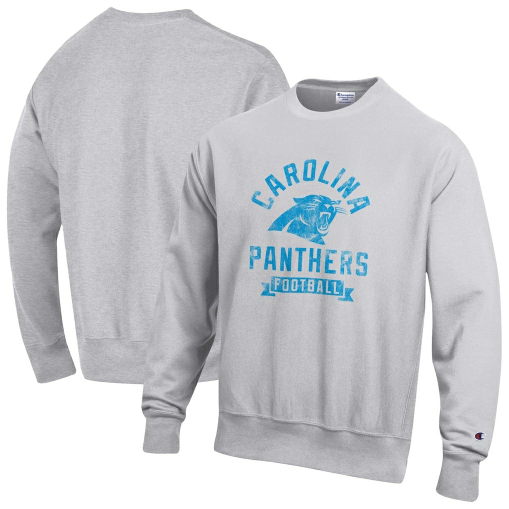 Carolina Panthers Champion Reverse Weave Fleece Pullover Sweatshirt - Heather Gray Pullover
