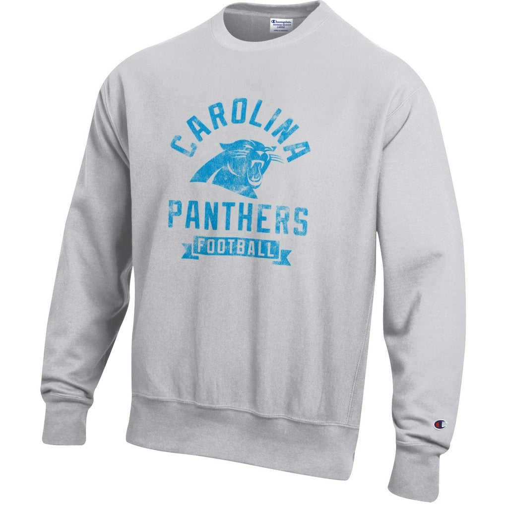 Carolina Panthers Champion Reverse Weave Fleece Pullover Sweatshirt - Heather Gray Pullover