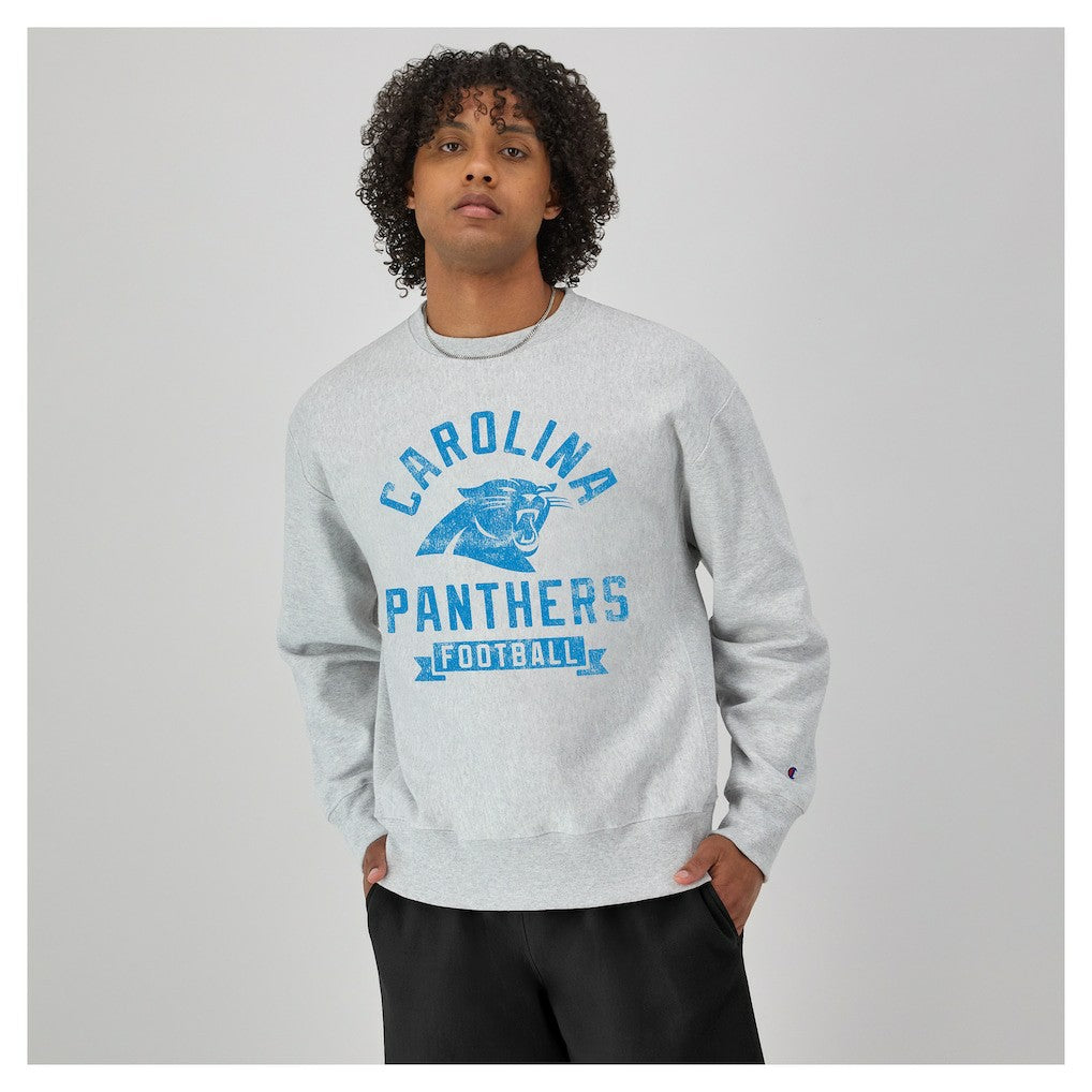 Carolina Panthers Champion Reverse Weave Fleece Pullover Sweatshirt - Heather Gray Pullover