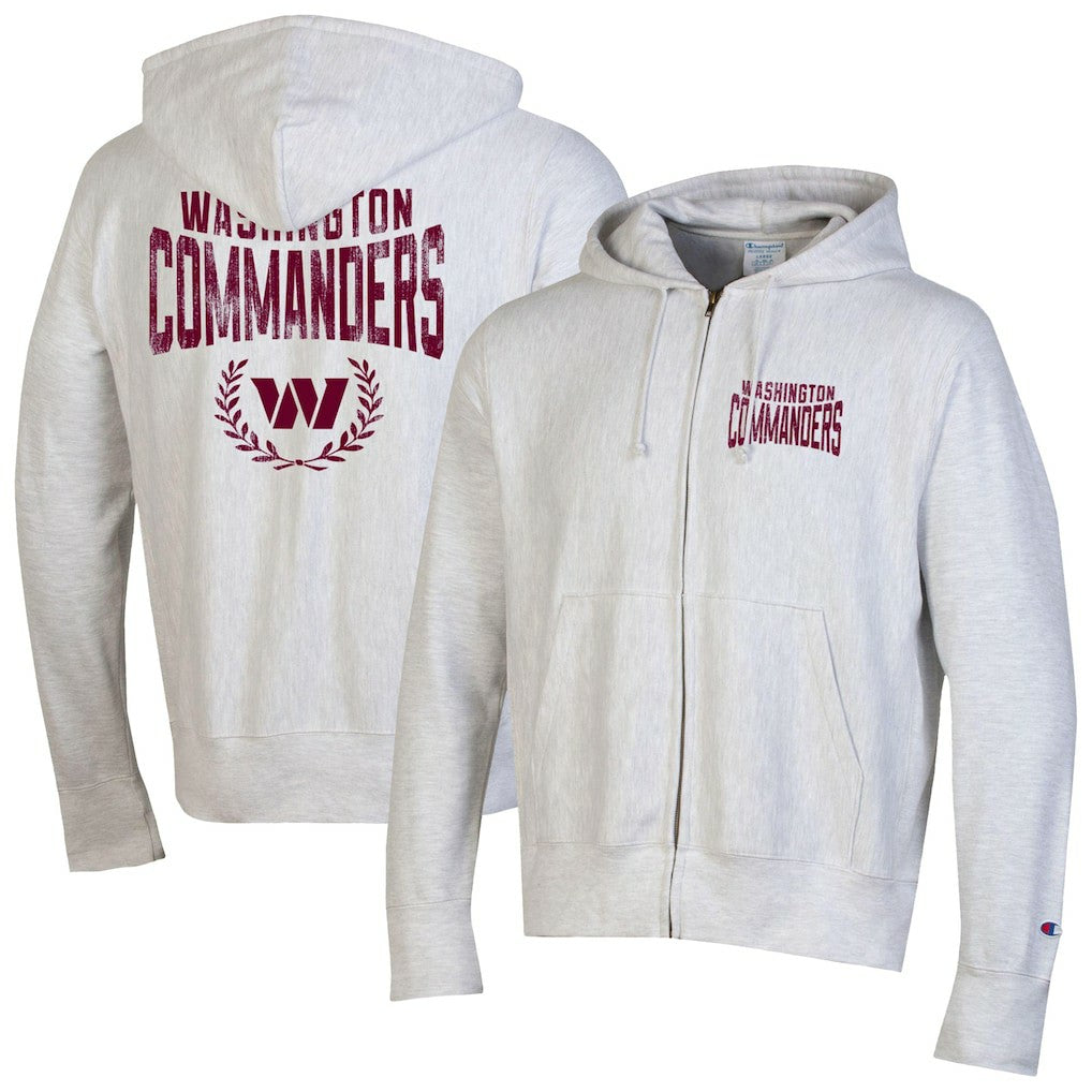 Washington Commanders Champion Reverse Weave Full-Zip Hoodie - Heather Gray Hoodies