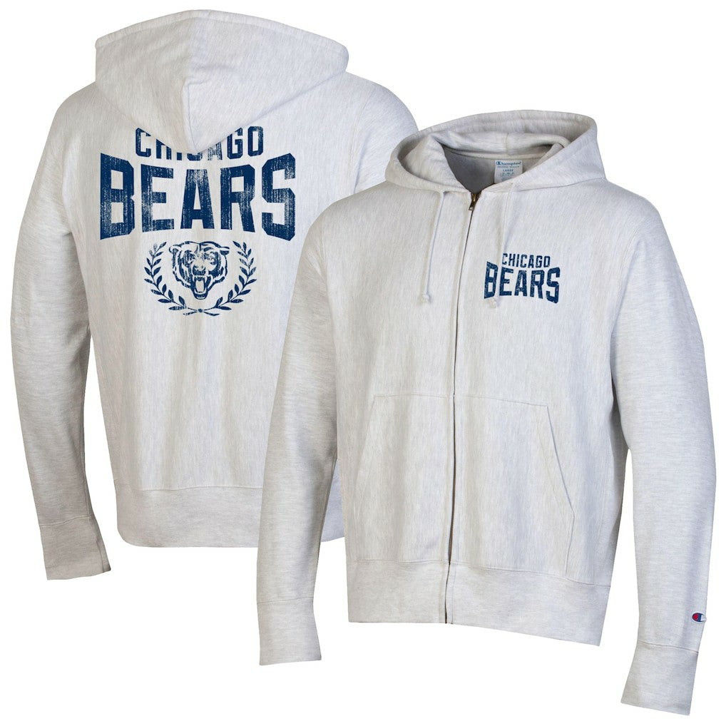 Chicago Bears Champion Reverse Weave Full-Zip Hoodie - Heather Gray Hoodies