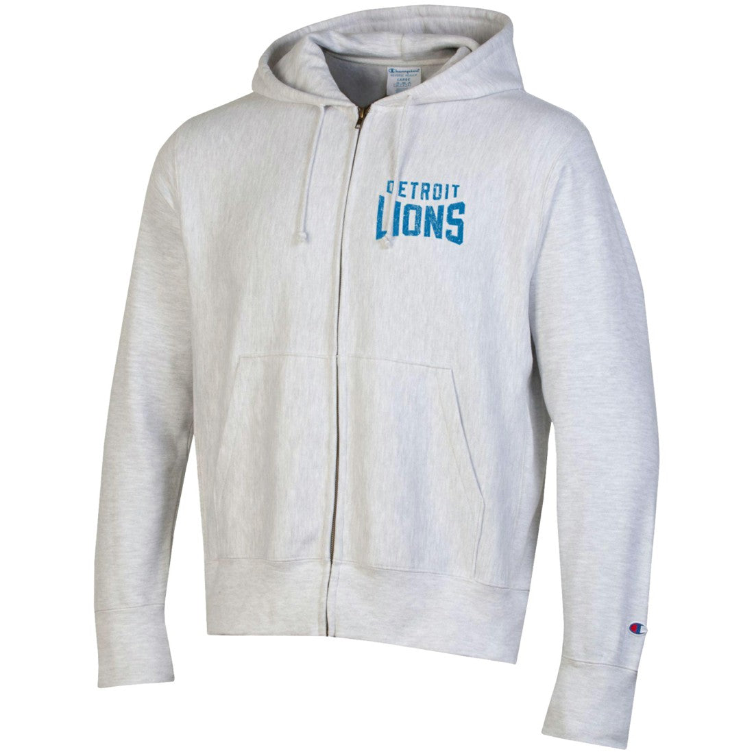 Detroit Lions Champion Reverse Weave Full-Zip Hoodie - Heather Gray Hoodies