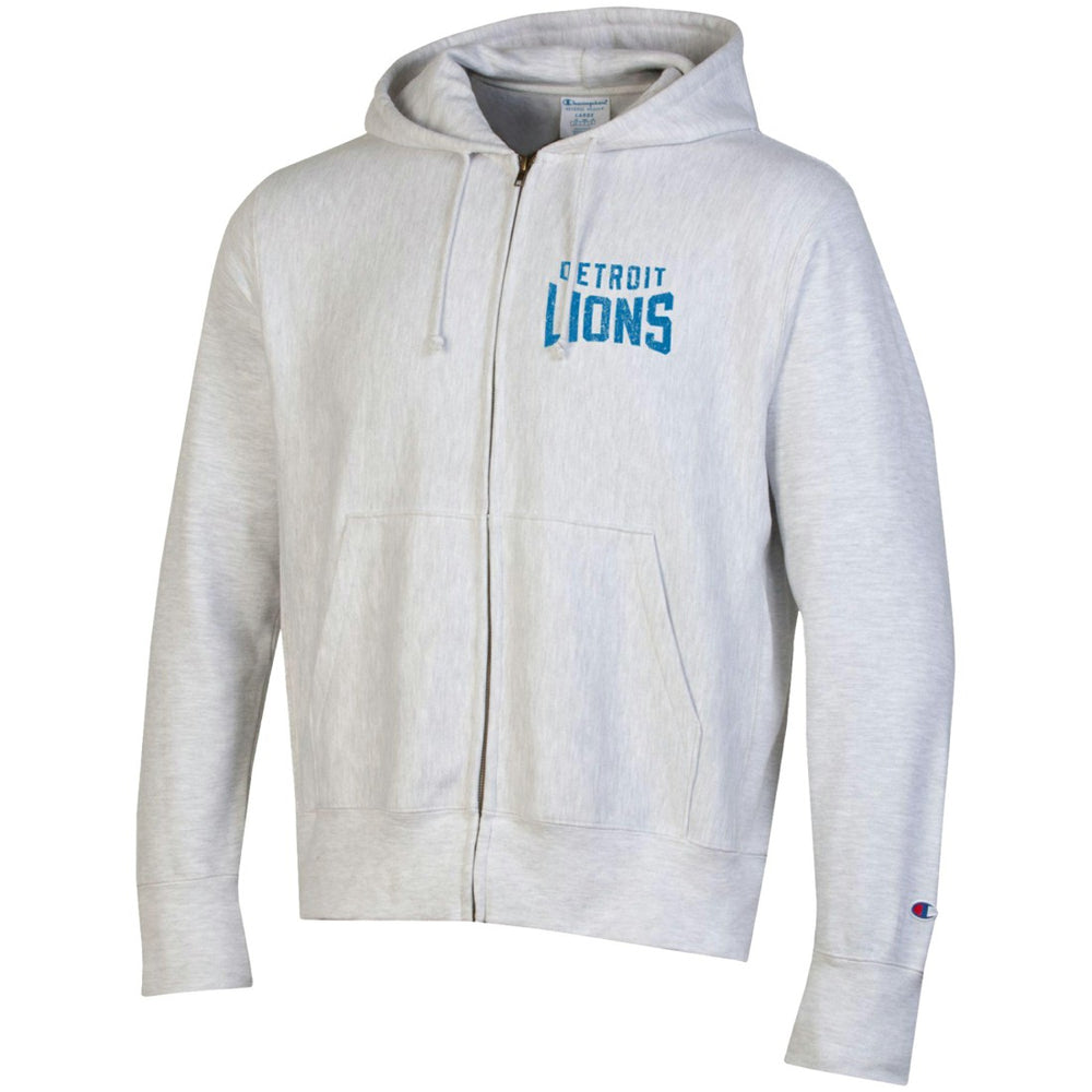 Detroit Lions Champion Reverse Weave Full-Zip Hoodie - Heather Gray Hoodies
