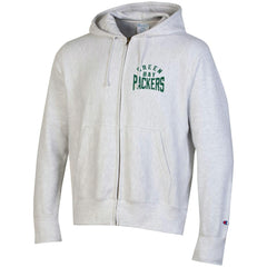 Green Bay Packers Champion Reverse Weave Full-Zip Hoodie - Heather Gray Hoodies