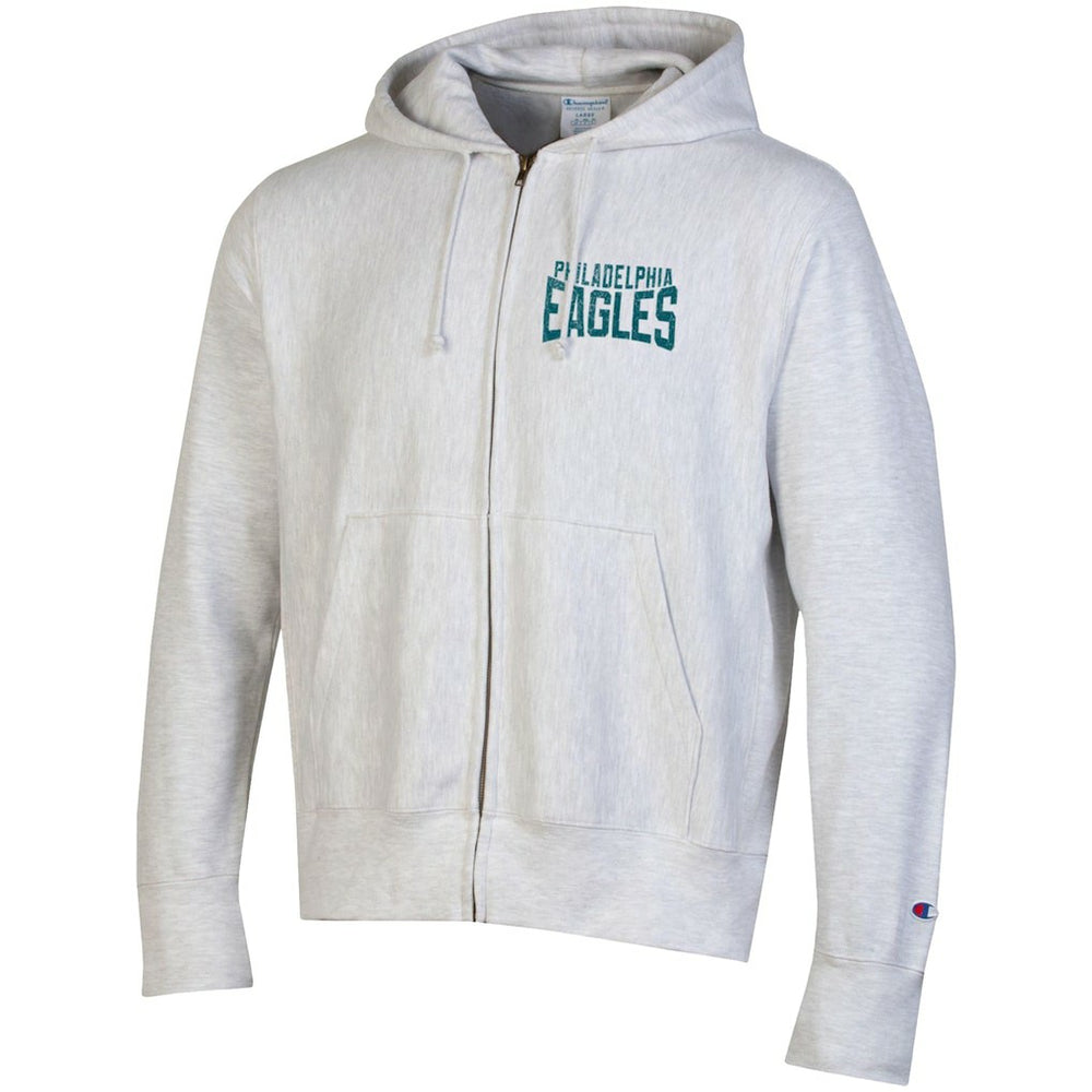 Philadelphia Eagles Champion Reverse Weave Full-Zip Hoodie - Heather Gray Hoodies