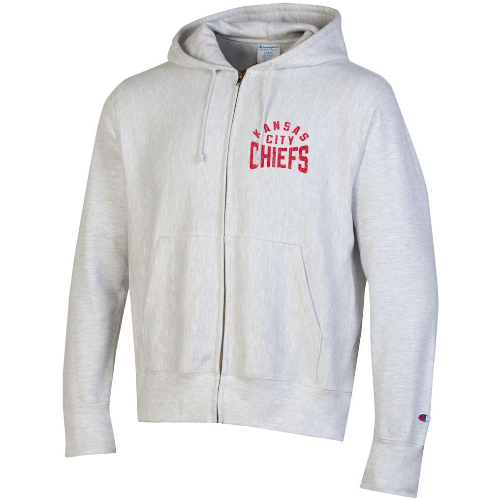 Kansas City Chiefs Champion Reverse Weave Full-Zip Hoodie - Heather Gray Hoodies