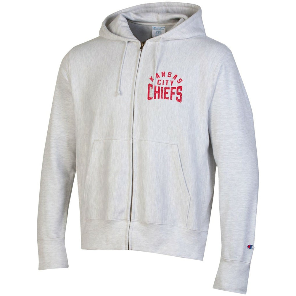 Kansas City Chiefs Champion Reverse Weave Full-Zip Hoodie - Heather Gray Hoodies