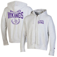 Minnesota Vikings Champion Reverse Weave Full-Zip Hoodie - Heather Gray Hoodies