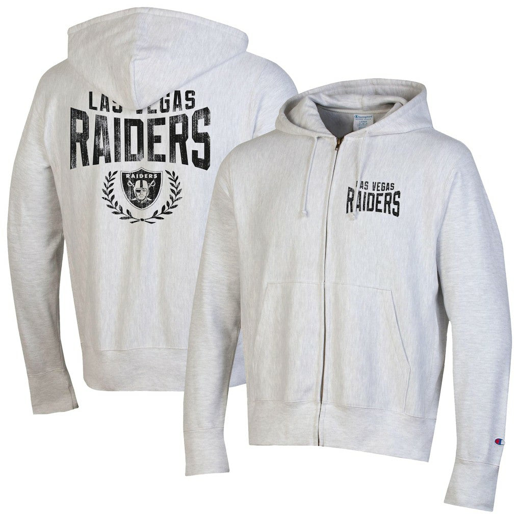 Las Vegas Raiders Champion Reverse Weave Full-Zip Hoodie - Heather Gray Hoodies
