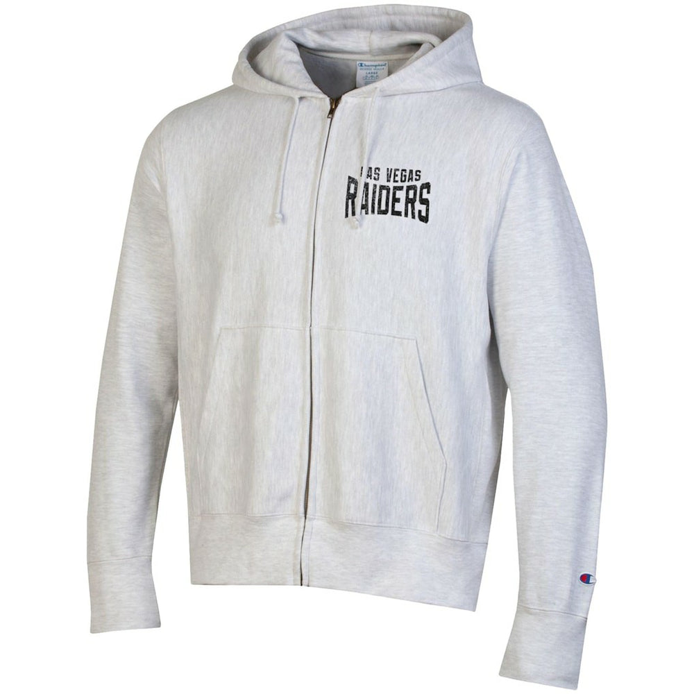 Las Vegas Raiders Champion Reverse Weave Full-Zip Hoodie - Heather Gray Hoodies