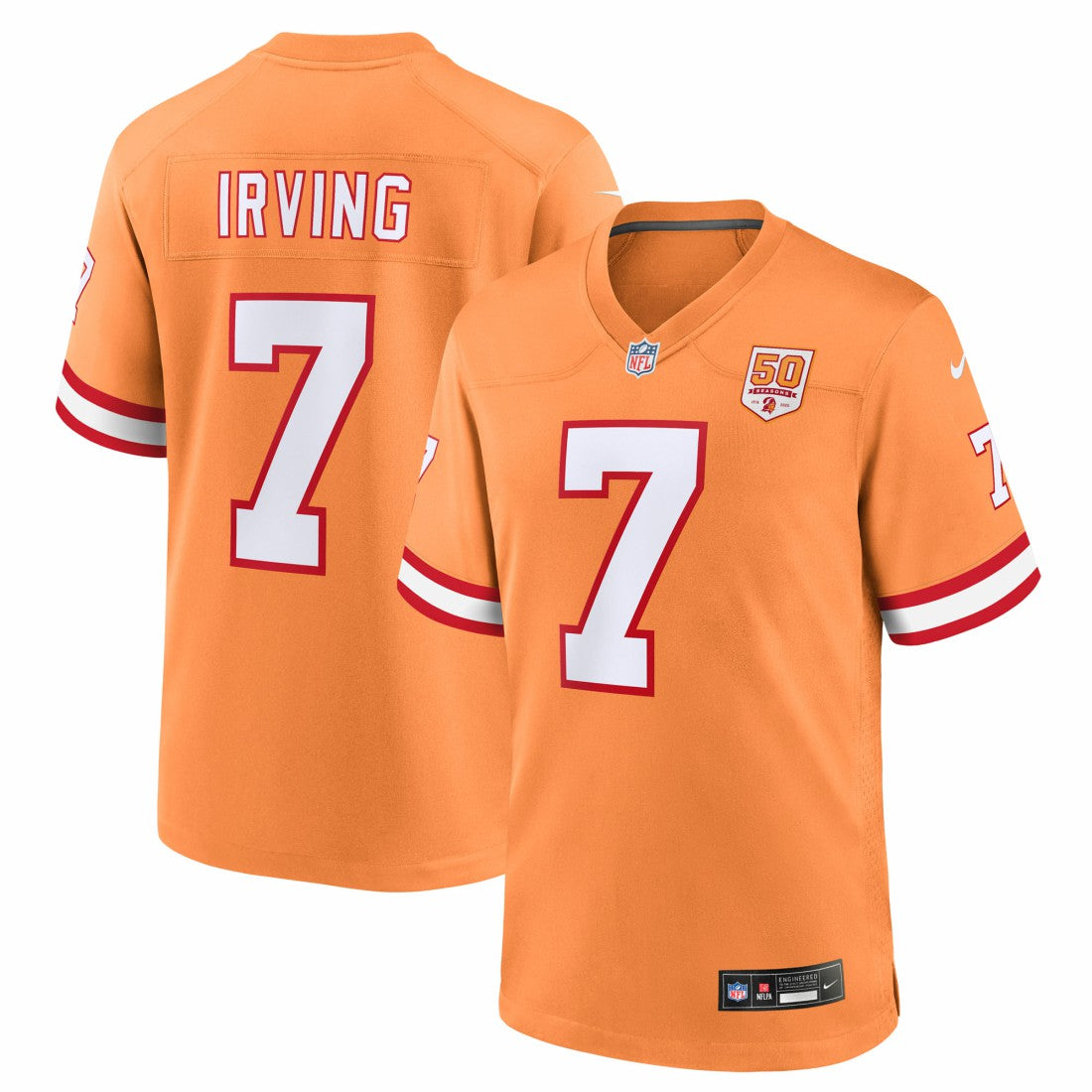 Bucky Irving Tampa Bay Buccaneers 50th Season Game Jersey - Creamsicle Jerseys
