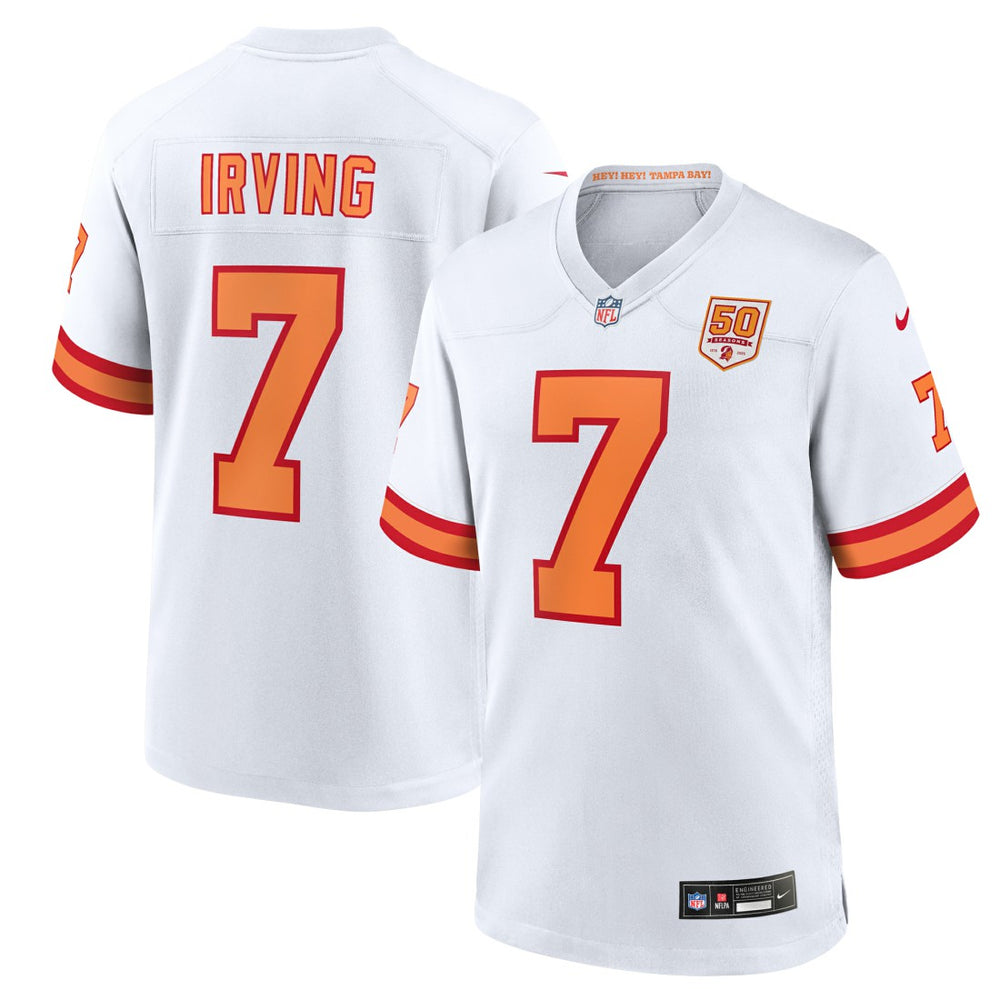 Bucky Irving '76 Tampa Bay Buccaneers 50th Season Game Jersey - White Jerseys