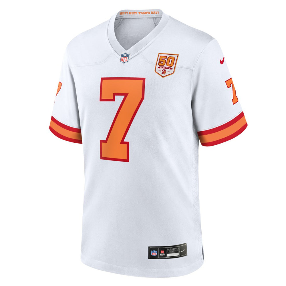 Bucky Irving '76 Tampa Bay Buccaneers 50th Season Game Jersey - White Jerseys