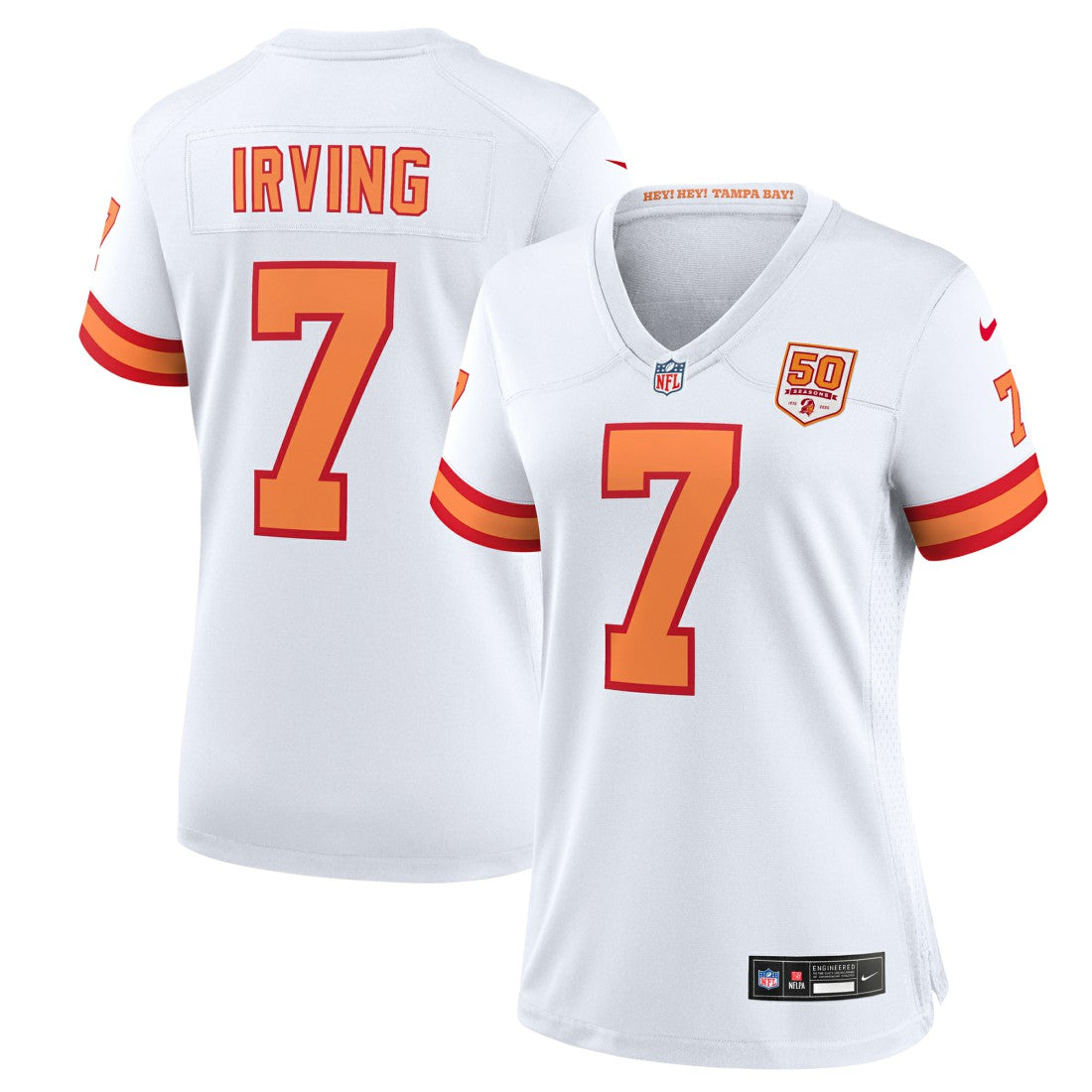 Bucky Irving '76 Tampa Bay Buccaneers Women's 50th Season Game Jersey - White Jerseys