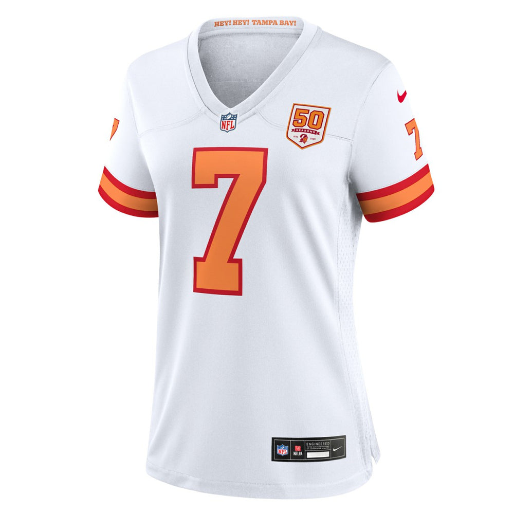 Bucky Irving '76 Tampa Bay Buccaneers Women's 50th Season Game Jersey - White Jerseys