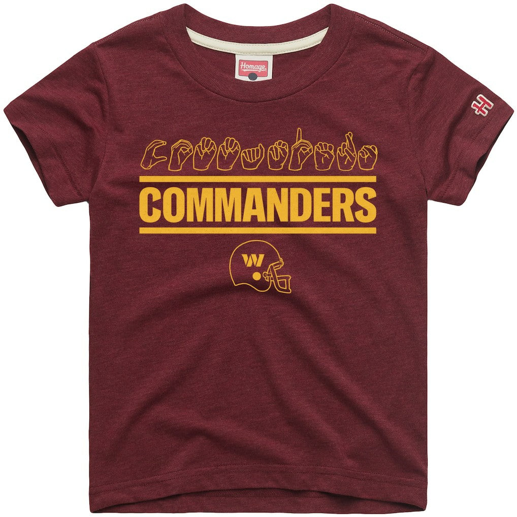 Washington Commanders Homage Youth Love Sign x ASL 2.0 Tri-Blend T-Shirt - Burgundy T-shirts