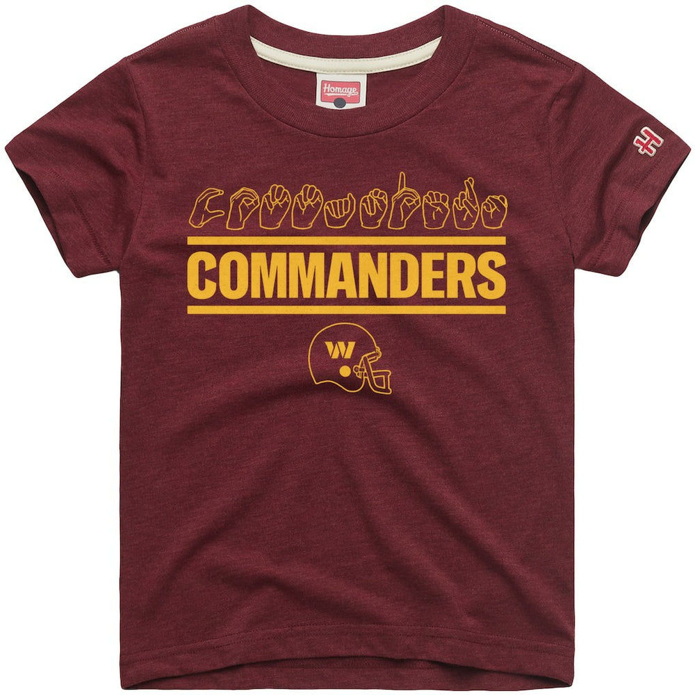 Washington Commanders Homage Youth Love Sign x ASL 2.0 Tri-Blend T-Shirt - Burgundy T-shirts