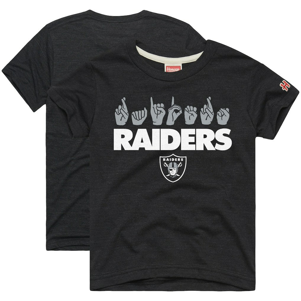 Las Vegas Raiders Homage Youth Love Sign x ASL 2.0 Tri-Blend T-Shirt - Charcoal T-shirts
