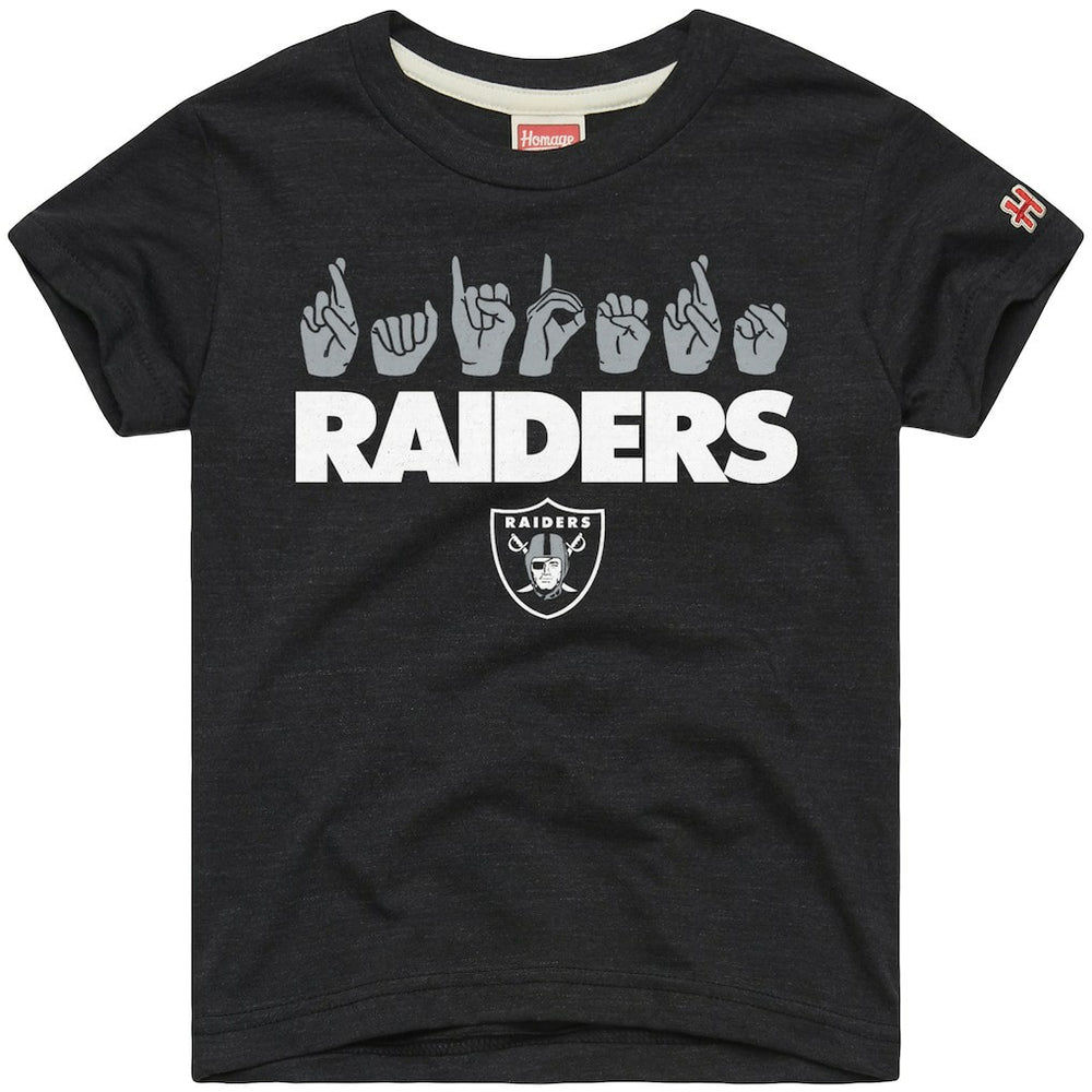 Las Vegas Raiders Homage Youth Love Sign x ASL 2.0 Tri-Blend T-Shirt - Charcoal T-shirts