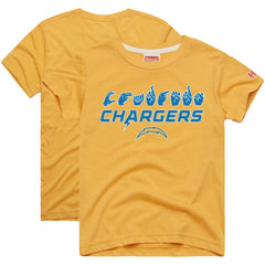 Los Angeles Chargers Homage Youth Love Sign x ASL 2.0 Tri-Blend T-Shirt - Gold T-shirts