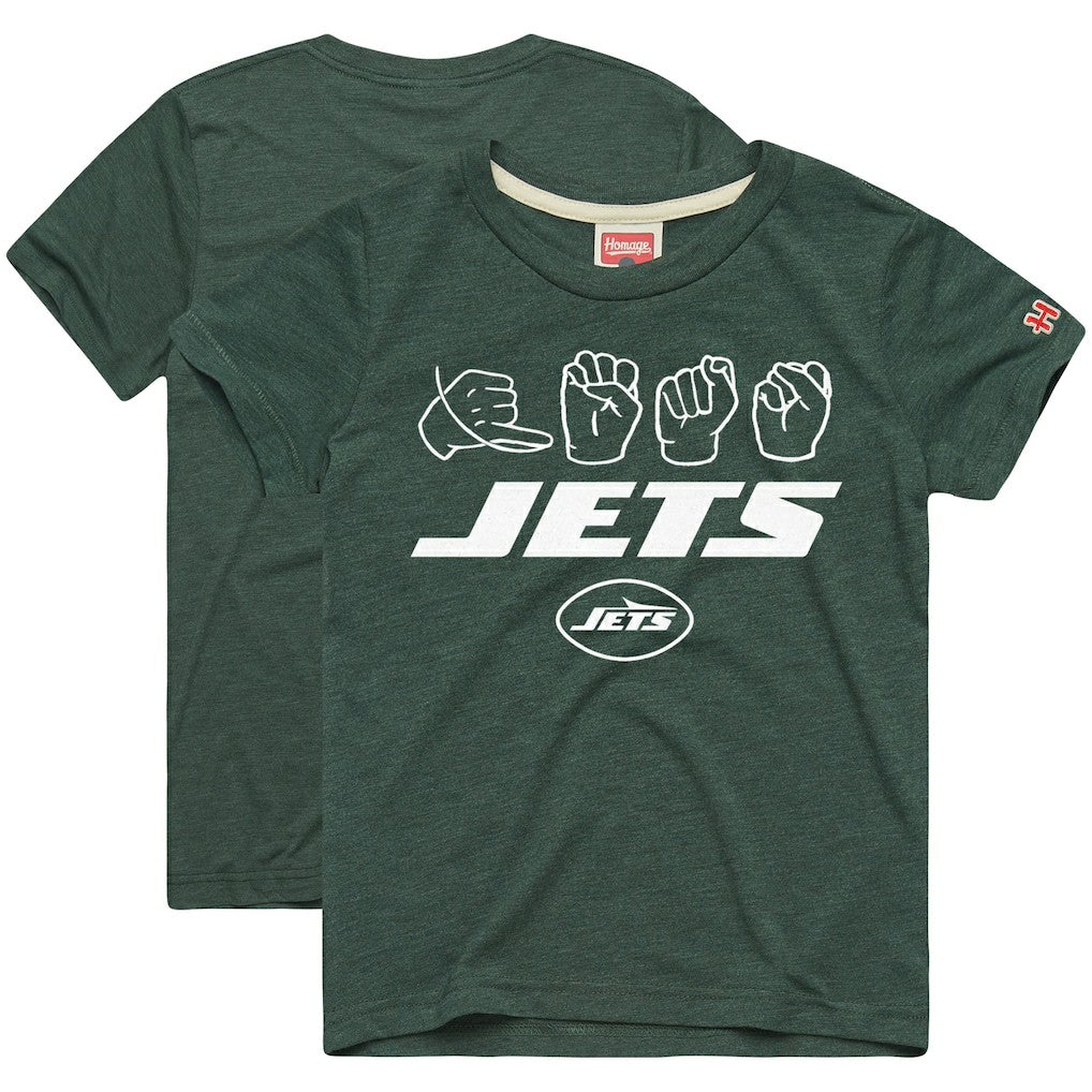 New York Jets Homage Youth Love Sign x ASL 2.0 Tri-Blend T-Shirt - Green T-shirts