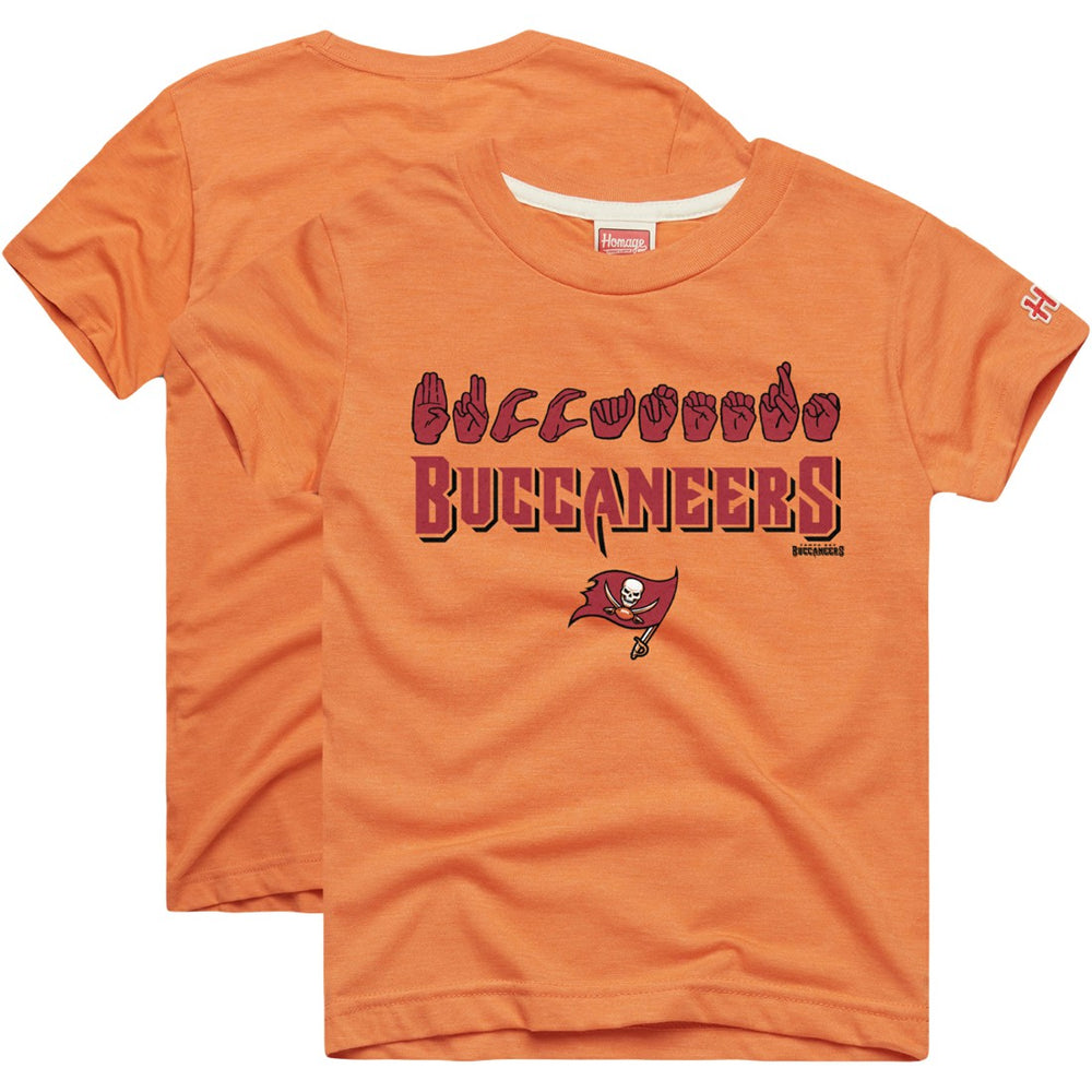 Tampa Bay Buccaneers Homage Youth Love Sign x ASL 2.0 Tri-Blend T-Shirt - Orange T-shirts