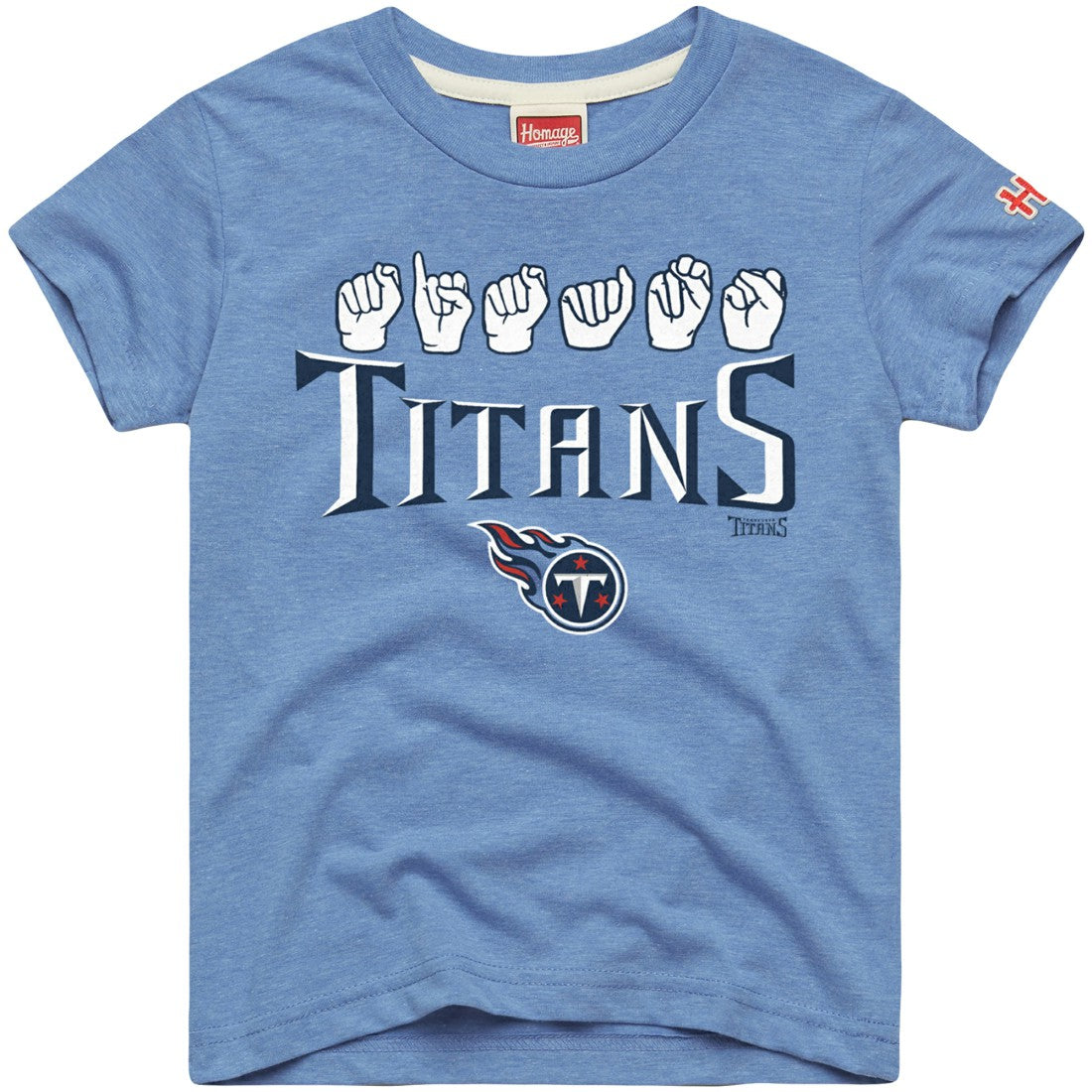 Tennessee Titans Homage Youth Love Sign x ASL 2.0 Tri-Blend T-Shirt - Light Blue T-shirts