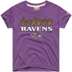 Baltimore Ravens Homage Youth Love Sign x ASL 2.0 Tri-Blend T-Shirt - Purple T-shirts