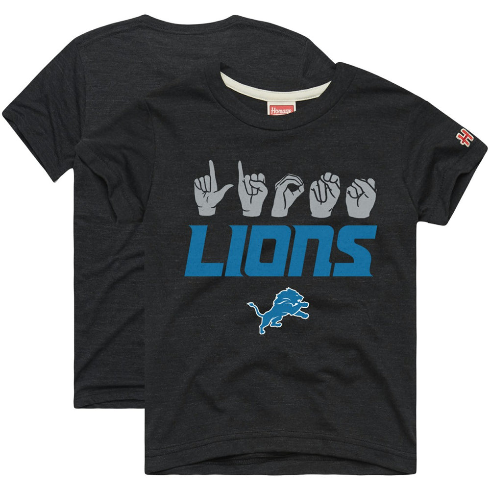 Detroit Lions Homage Youth Love Sign x ASL 2.0 Tri-Blend T-Shirt - Charcoal T-shirts