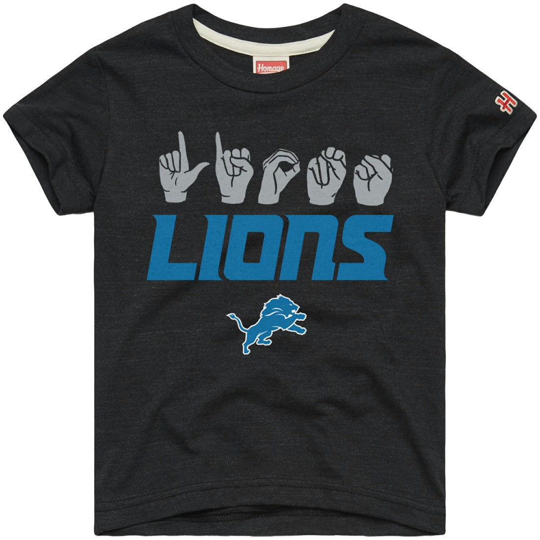 Detroit Lions Homage Youth Love Sign x ASL 2.0 Tri-Blend T-Shirt - Charcoal T-shirts