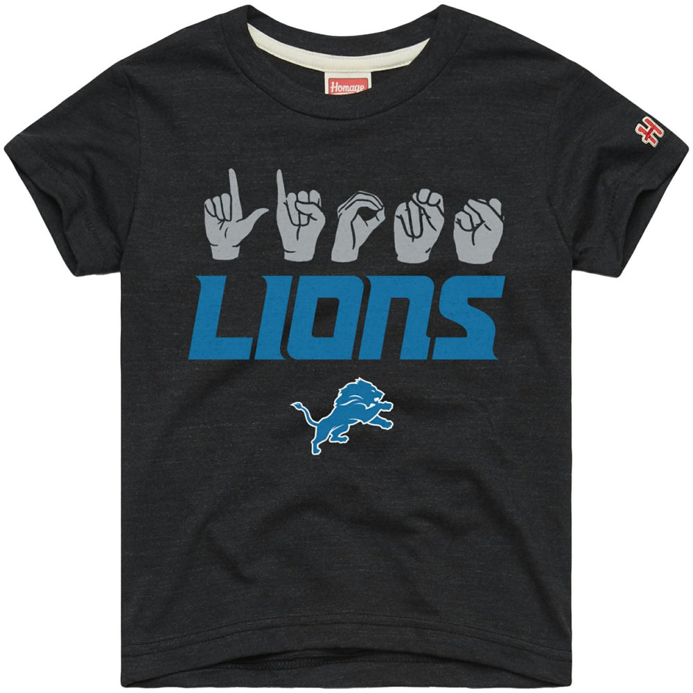 Detroit Lions Homage Youth Love Sign x ASL 2.0 Tri-Blend T-Shirt - Charcoal T-shirts