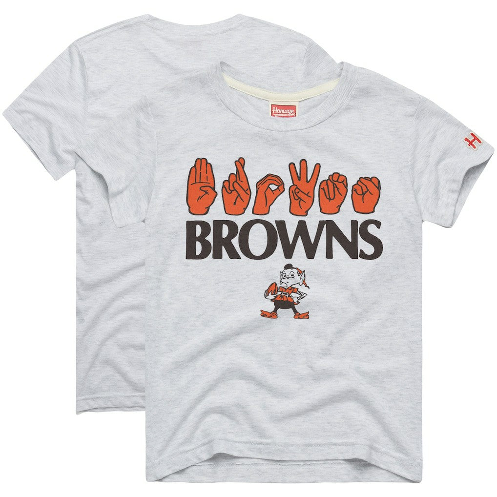 Cleveland Browns Homage Youth Love Sign x ASL 2.0 Tri-Blend T-Shirt - Ash T-shirts
