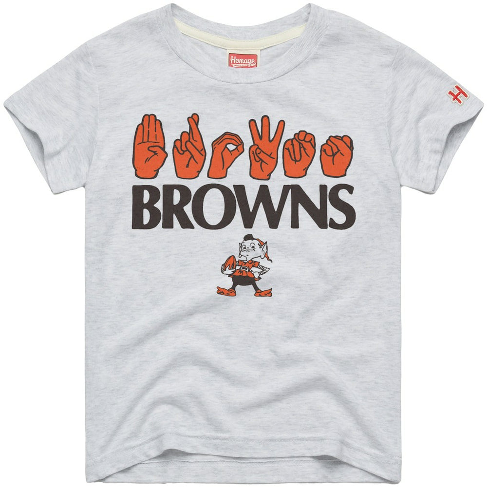 Cleveland Browns Homage Youth Love Sign x ASL 2.0 Tri-Blend T-Shirt - Ash T-shirts