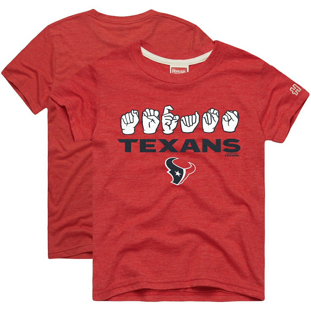 Houston Texans Homage Youth Love Sign x ASL 2.0 Tri-Blend T-Shirt - Red T-shirts