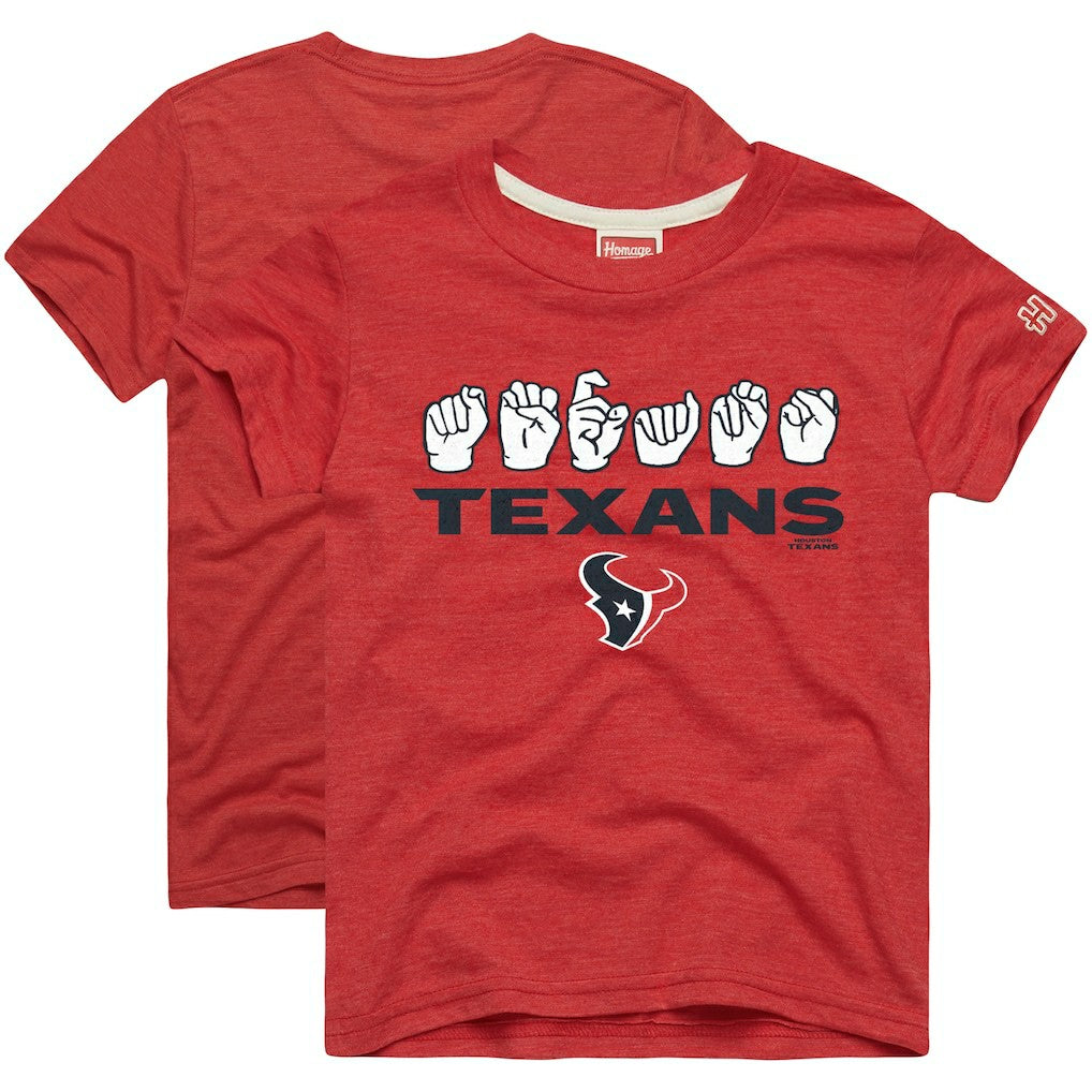 Houston Texans Homage Youth Love Sign x ASL 2.0 Tri-Blend T-Shirt - Red T-shirts