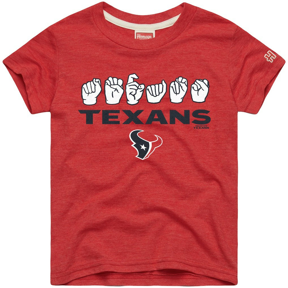 Houston Texans Homage Youth Love Sign x ASL 2.0 Tri-Blend T-Shirt - Red T-shirts