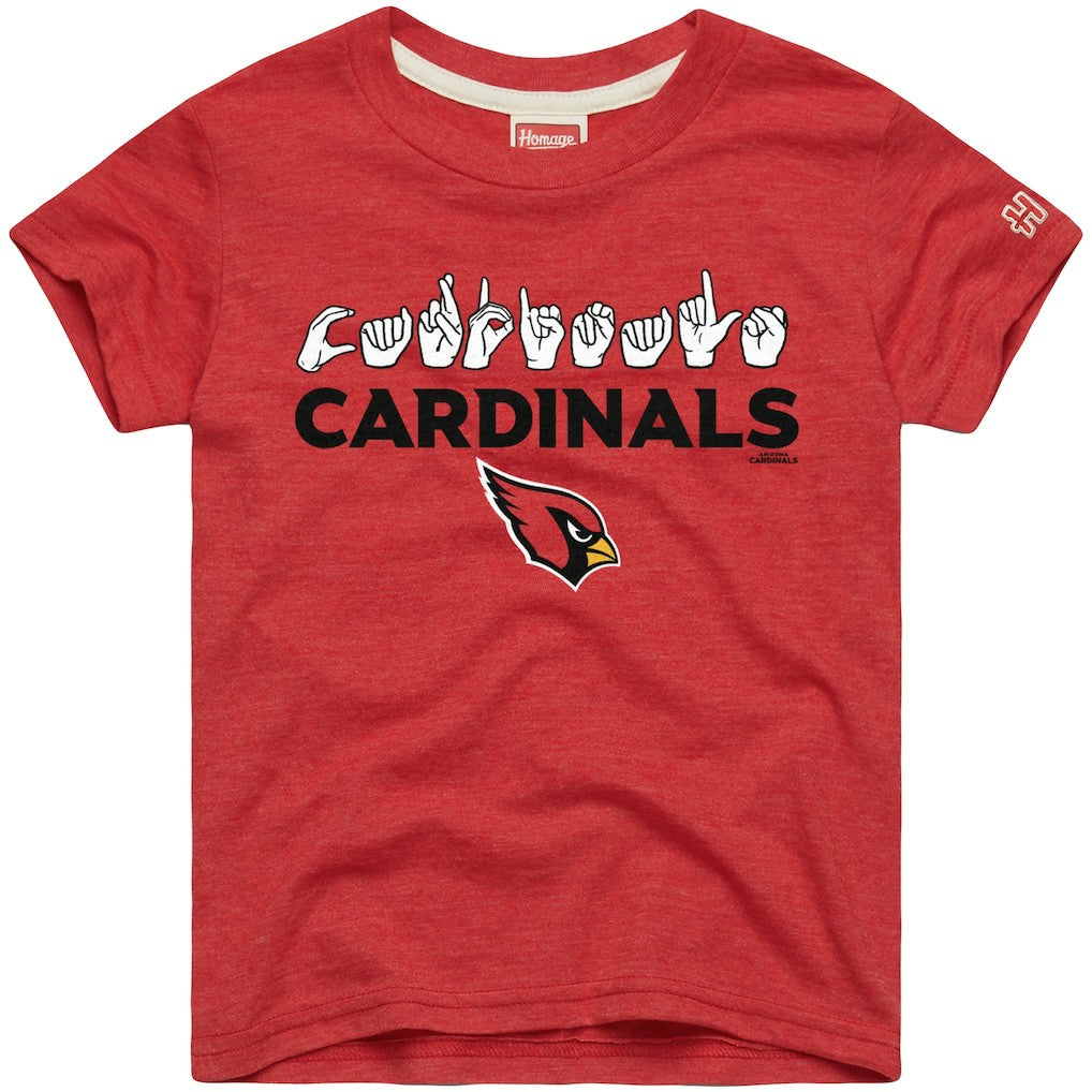 Arizona Cardinals Homage Youth Love Sign x ASL 2.0 Tri-Blend T-Shirt - Cardinal T-shirts