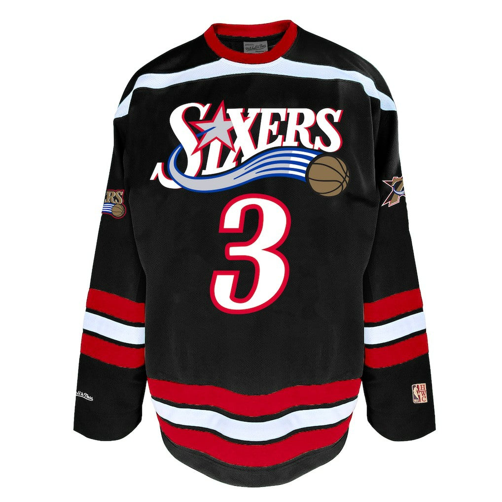 Allen Iverson Philadelphia 76ers Big & Tall NBA Hockey Jersey Black - Mitchell & Ness