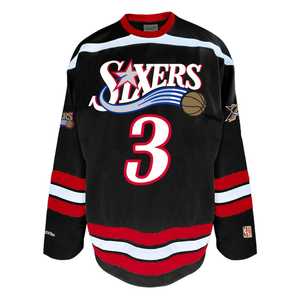 Allen Iverson Philadelphia 76ers Big & Tall NBA Hockey Jersey Black - Mitchell & Ness