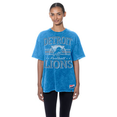 Detroit Lions New Era Women's Throwback Oversized T-Shirt - Blue T-shirts
