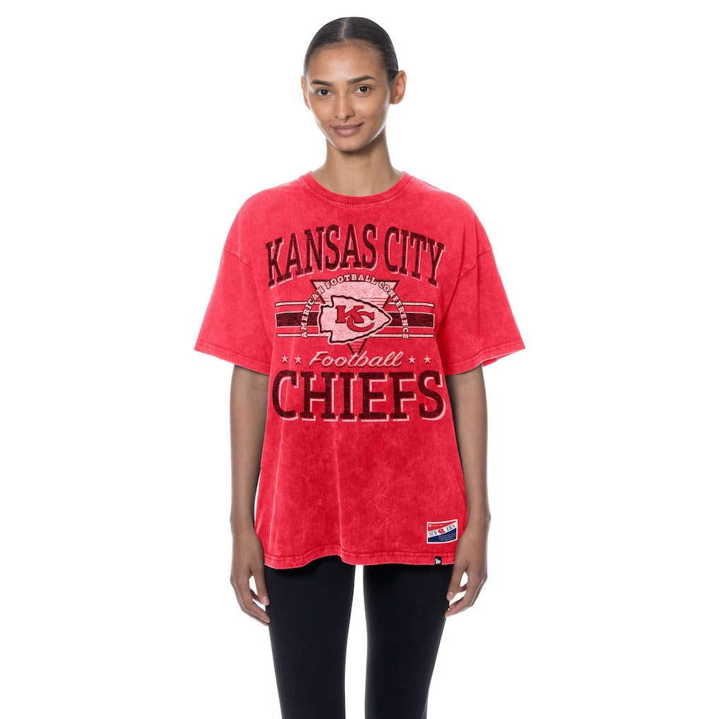 Kansas City Chiefs New Era Women's Throwback Oversized T-Shirt - Red T-shirts