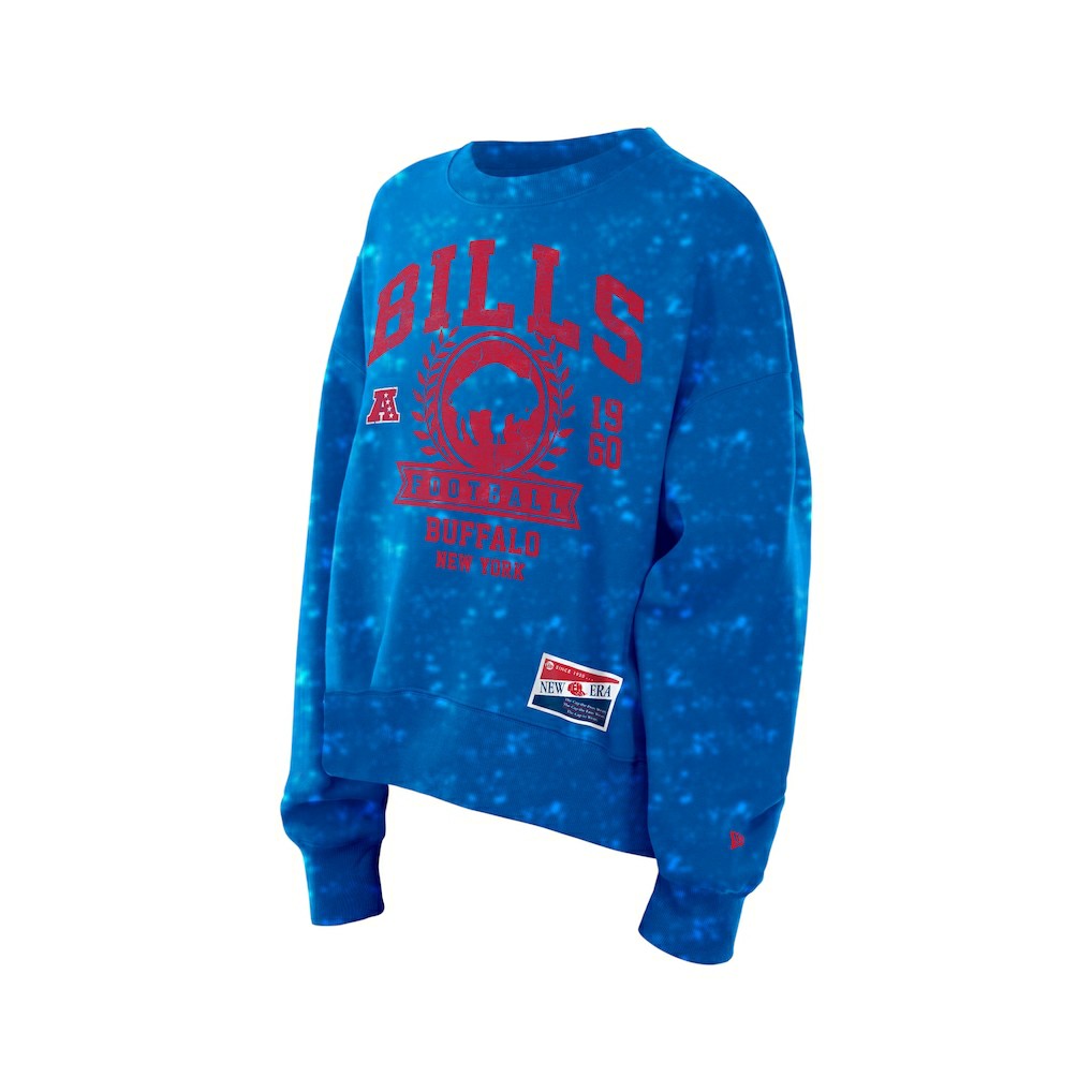 Buffalo Bills New Era Women's Throwback Oversized Boxy Sweatshirt - Royal Sweatshirts