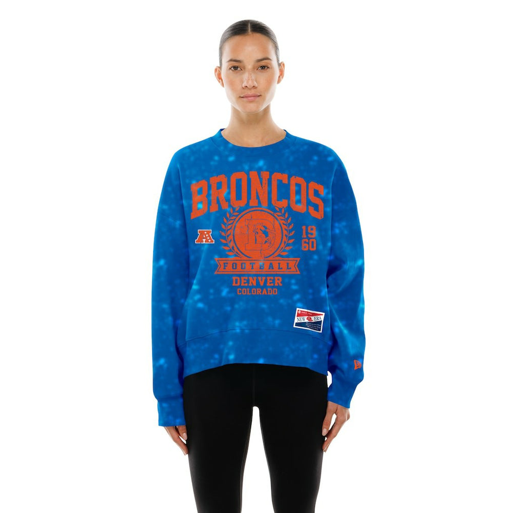 Denver Broncos New Era Women's Throwback Oversized Boxy Sweatshirt - Royal Sweatshirts
